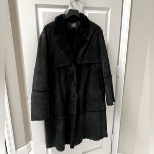 CK Calvin Klein Black Shearling Coat